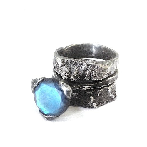 The birch ring - Heavy in oxidized Silver