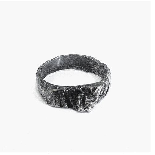 The birch ring - Light in oxidized Silver