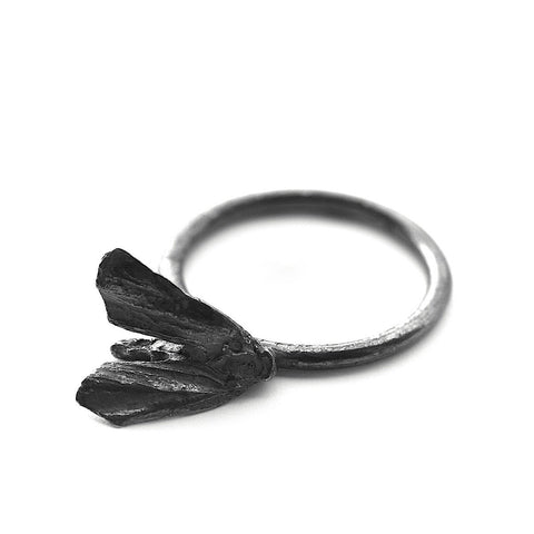 The moth ring - oxidized Silver