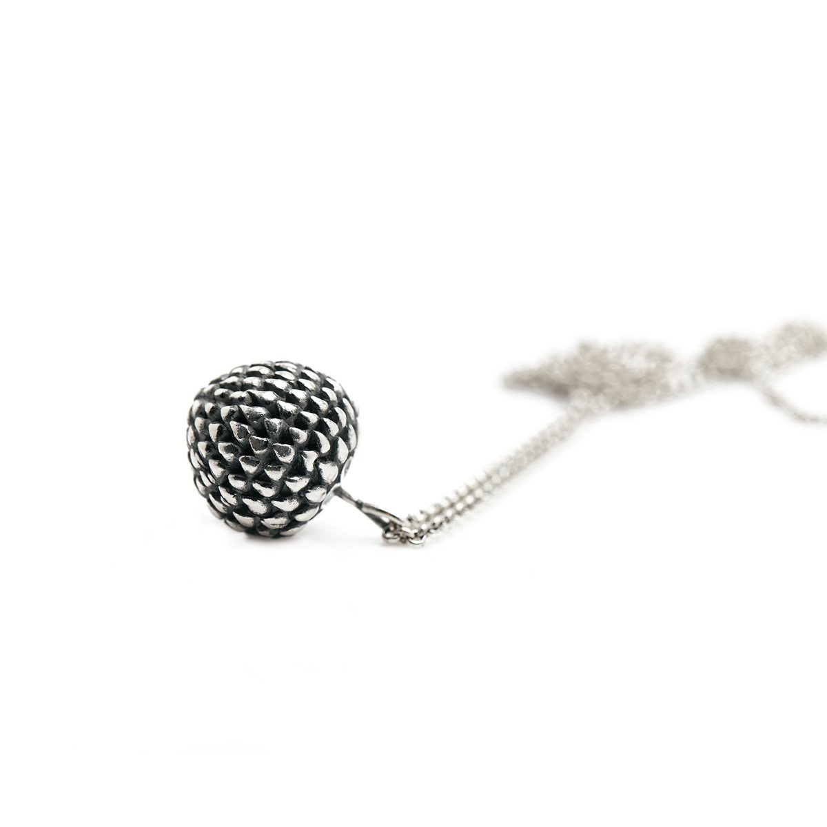 The chive flower necklace - oxidized Silver