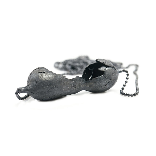The birth cocoon necklace - oxidized Silver