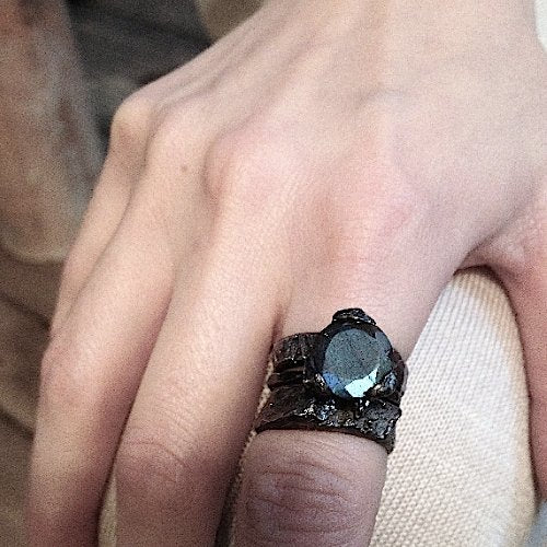 The birch ring - Heavy in oxidized Silver