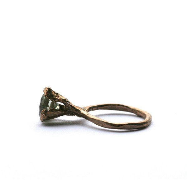 The cone ring - Bronze with Prasiolite/green Quartz