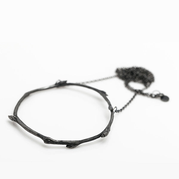 The branch necklace - Stainless Steel/Oxidized 925 Silver