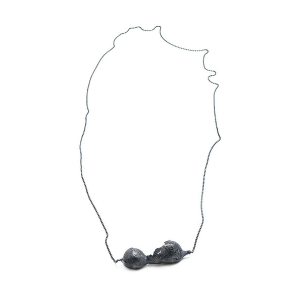 The birth cocoon necklace - oxidized Silver