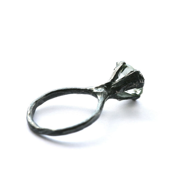 The cone ring - Oxidized silver with Prasiolite/green Quartz