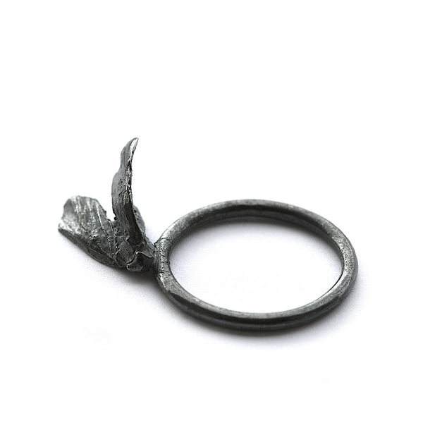 The moth ring - oxidized Silver