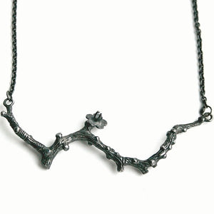 The cherry blossom necklace - oxidized Silver