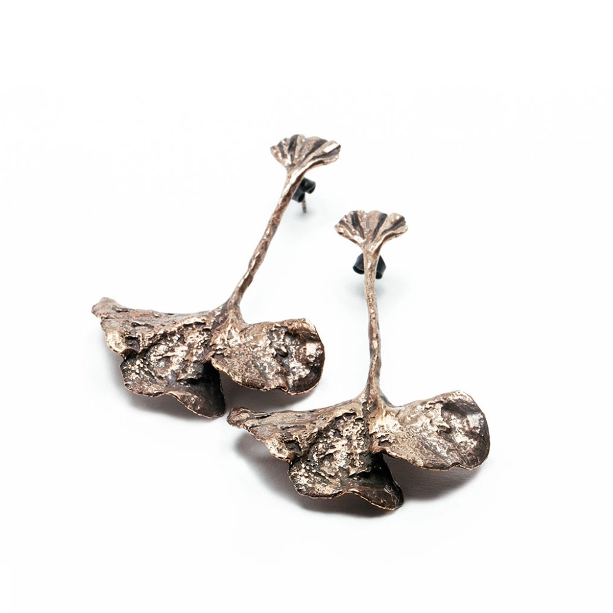 The fan earrings - Bronze and oxidized Silver