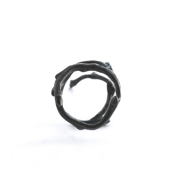 The snake branch ring - oxidized Silver