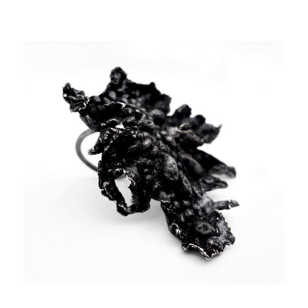 The lava ring - oxidized Silver