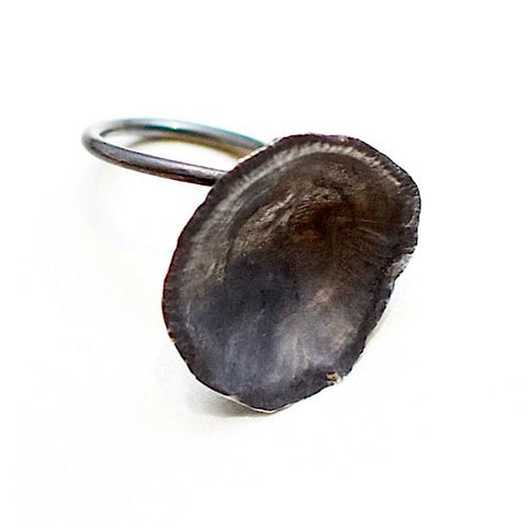 The seashell ring - oxidised Silver
