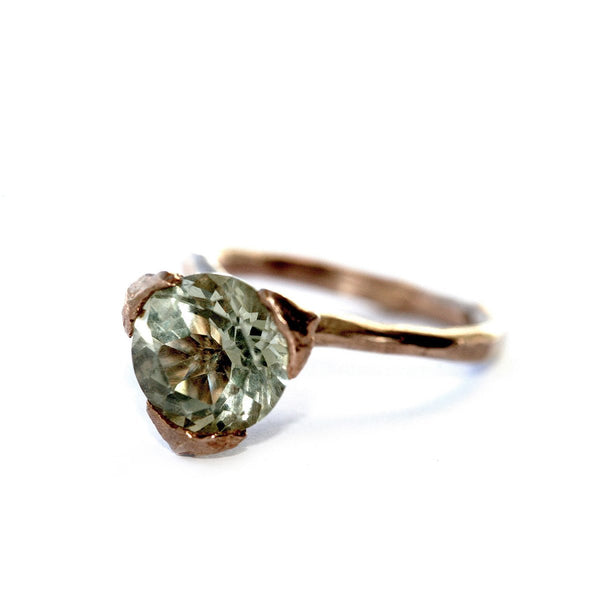 The cone ring - Bronze with Prasiolite/green Quartz